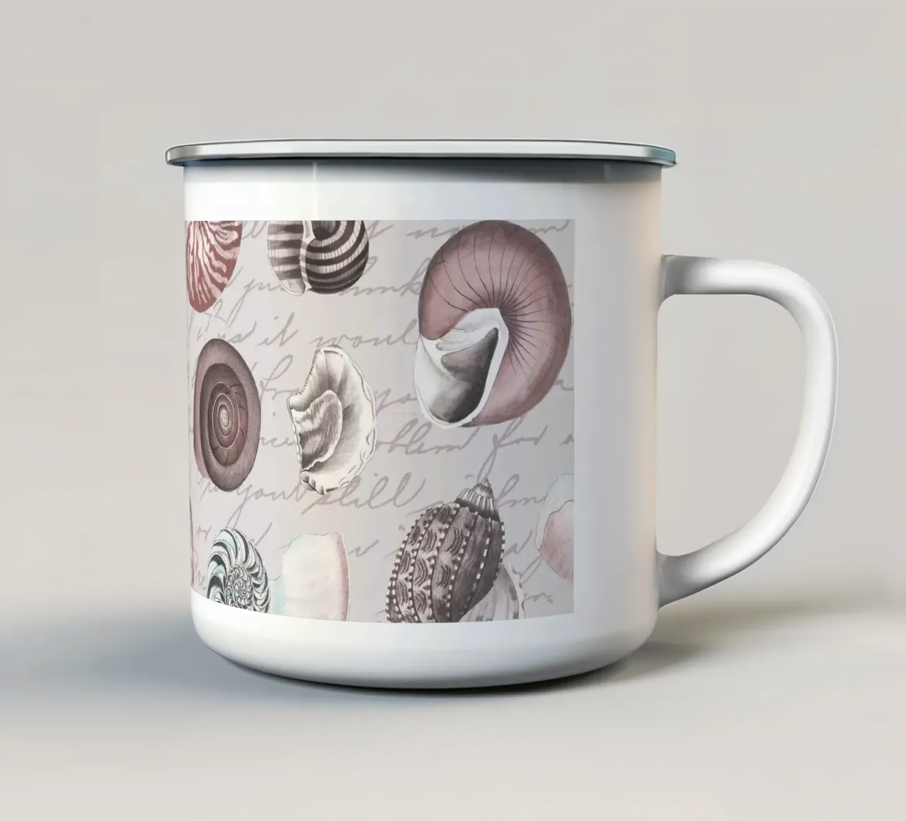 Conchiglie vintage rosa pastello tazza in smalto da Andrea Haase Vintage World