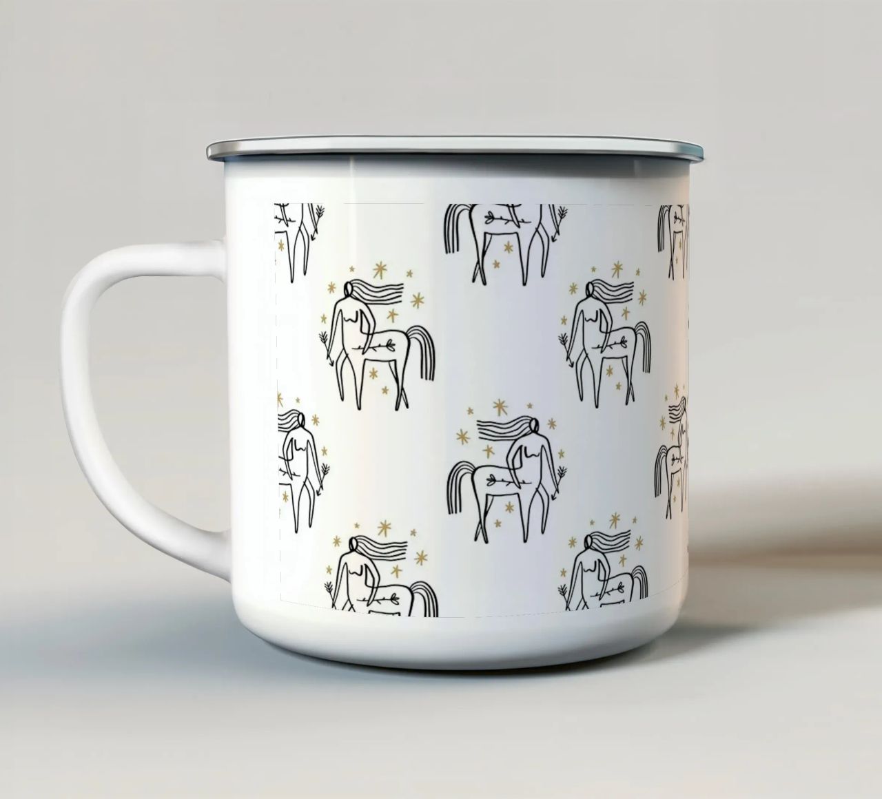 Sagittarius Pattern mug en émail de treechild