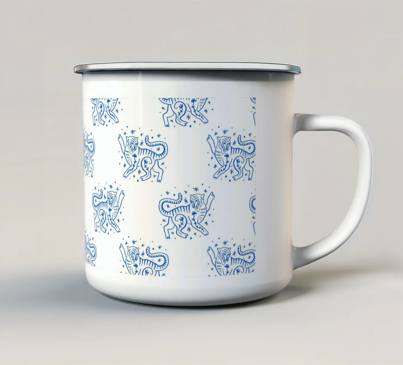 Tiger Pattern enamel mug by treechild