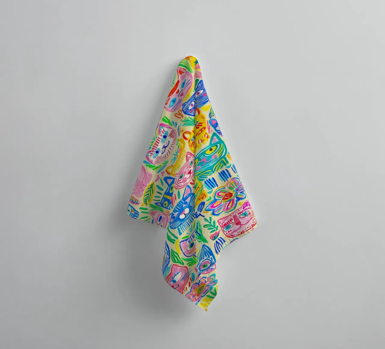 Bold And Groovy Pop Art Doodle Cats Multicolor asciugamano da bagno da Andrea Haase Modern Home