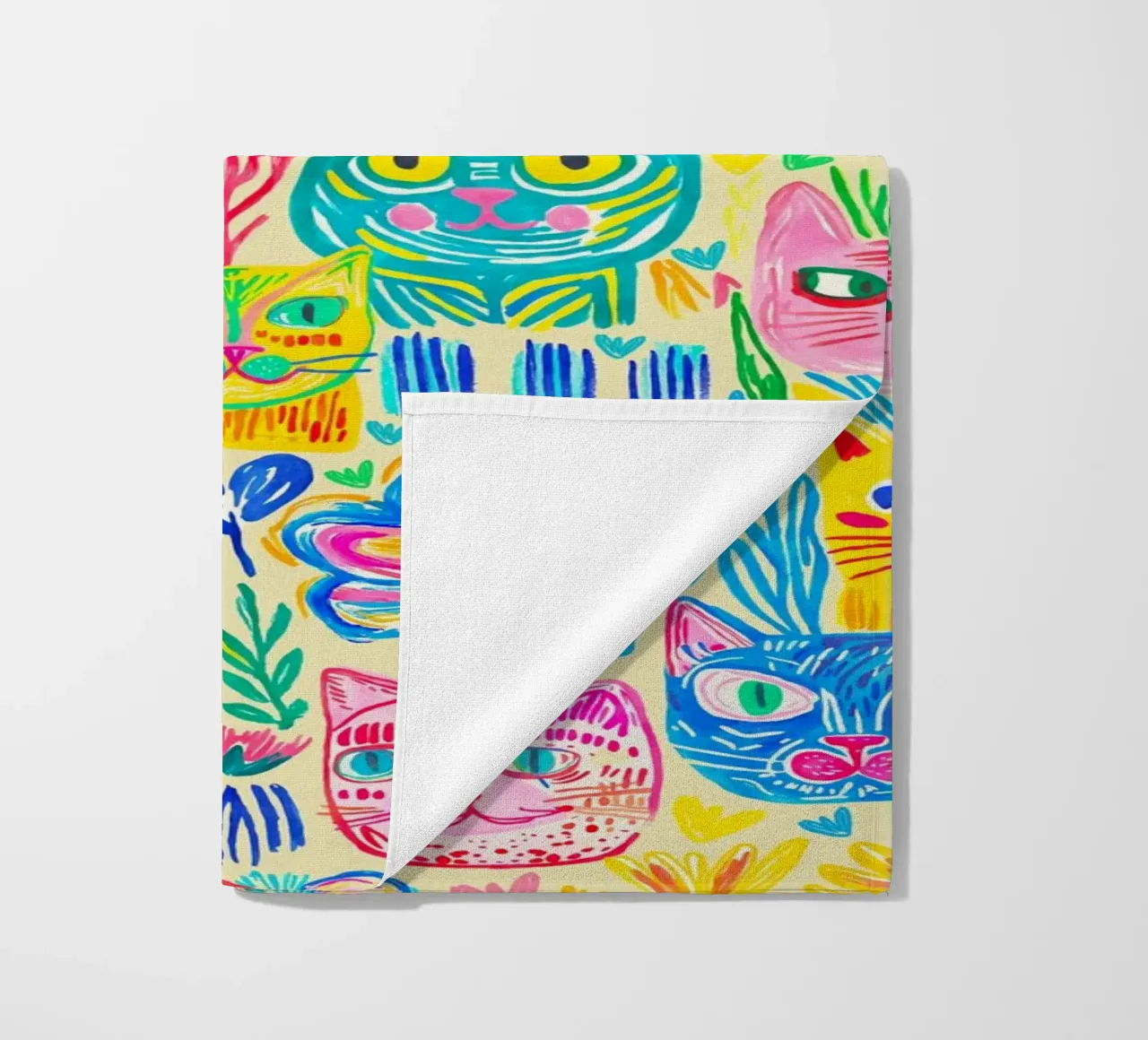Bold And Groovy Pop Art Doodle Cats Multicolor telo mare da Andrea Haase Modern Home