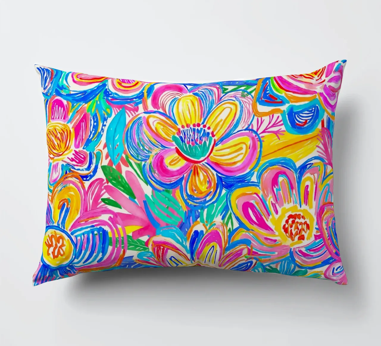 Fiori estivi in grassetto Groovy Pop Art Doodle cuscino da Andrea Haase Modern Home