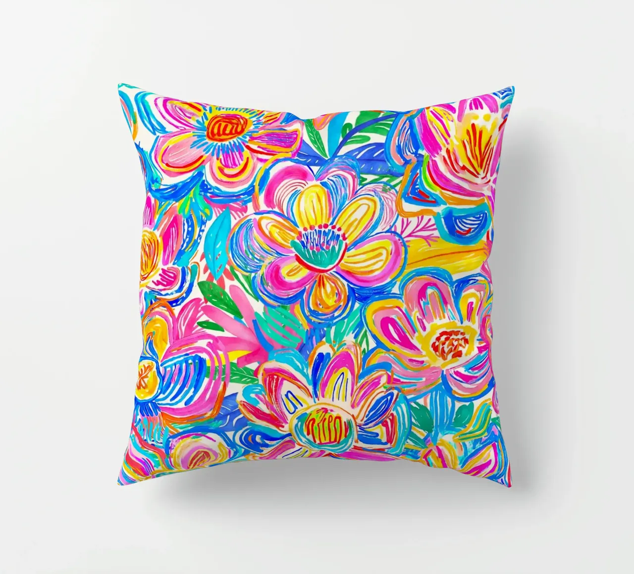 Fiori estivi in grassetto Groovy Pop Art Doodle cuscino da Andrea Haase Modern Home