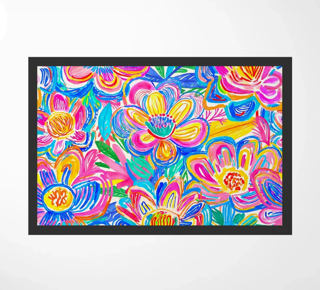 Fiori estivi in grassetto Groovy Pop Art Doodle zerbino da Andrea Haase Modern Home