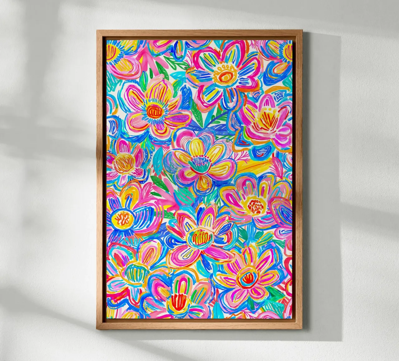 Fiori estivi in grassetto Groovy Pop Art Doodle alluminio dibond da Andrea Haase Modern Home