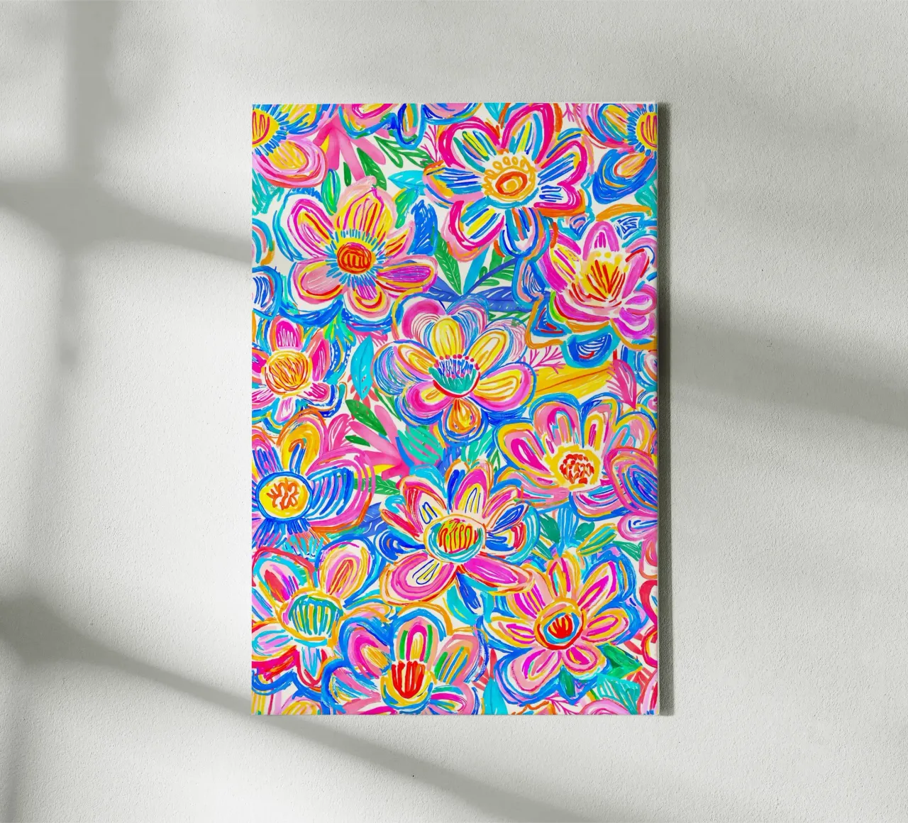 Fiori estivi in grassetto Groovy Pop Art Doodle tela con Cornice a cassetta da Andrea Haase Modern Home