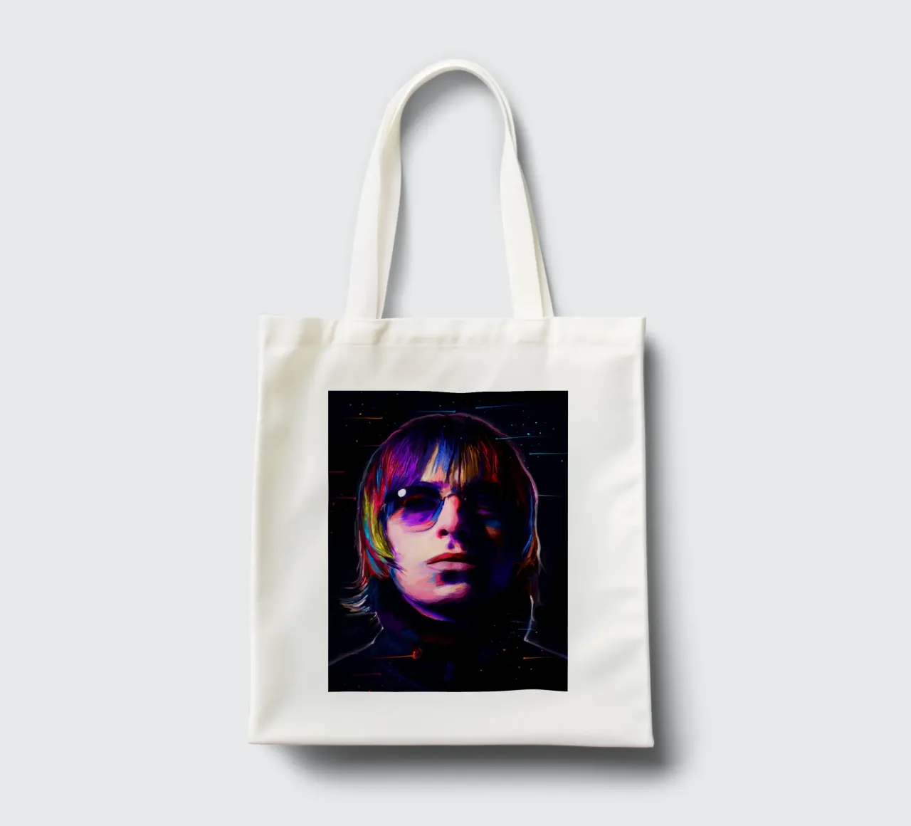 Liam Gallagher colorful pop art tote bag by Hantamrata