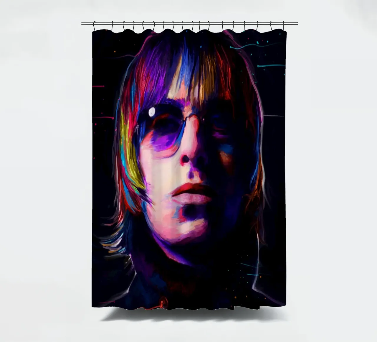 Liam Gallagher kleurrijke pop-art douchegordijn van Hantamrata
