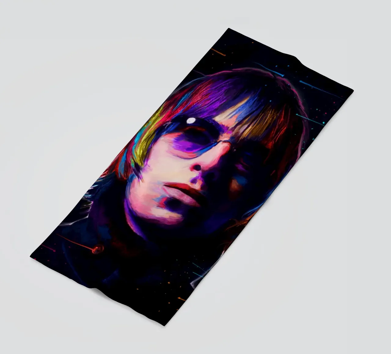Liam Gallagher arte pop colorata telo mare da Hantamrata