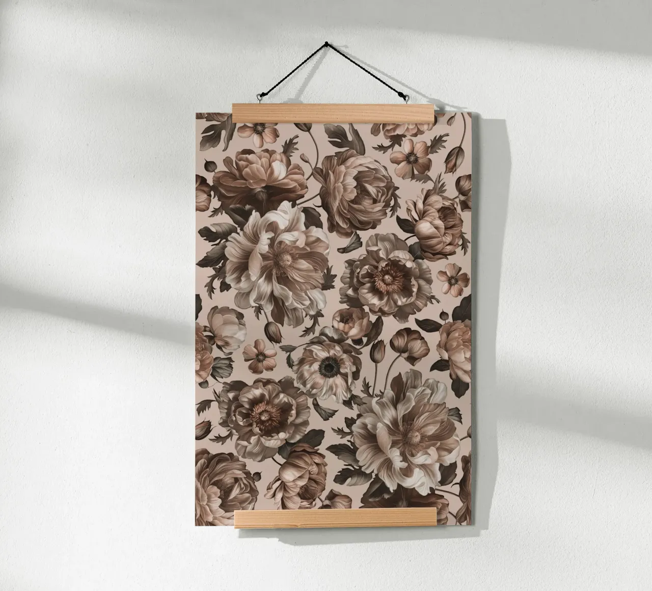 Dark Academia Opulent Baroque Flower Drama Peach poster con telaio in legno da Andrea Haase Floral Passion