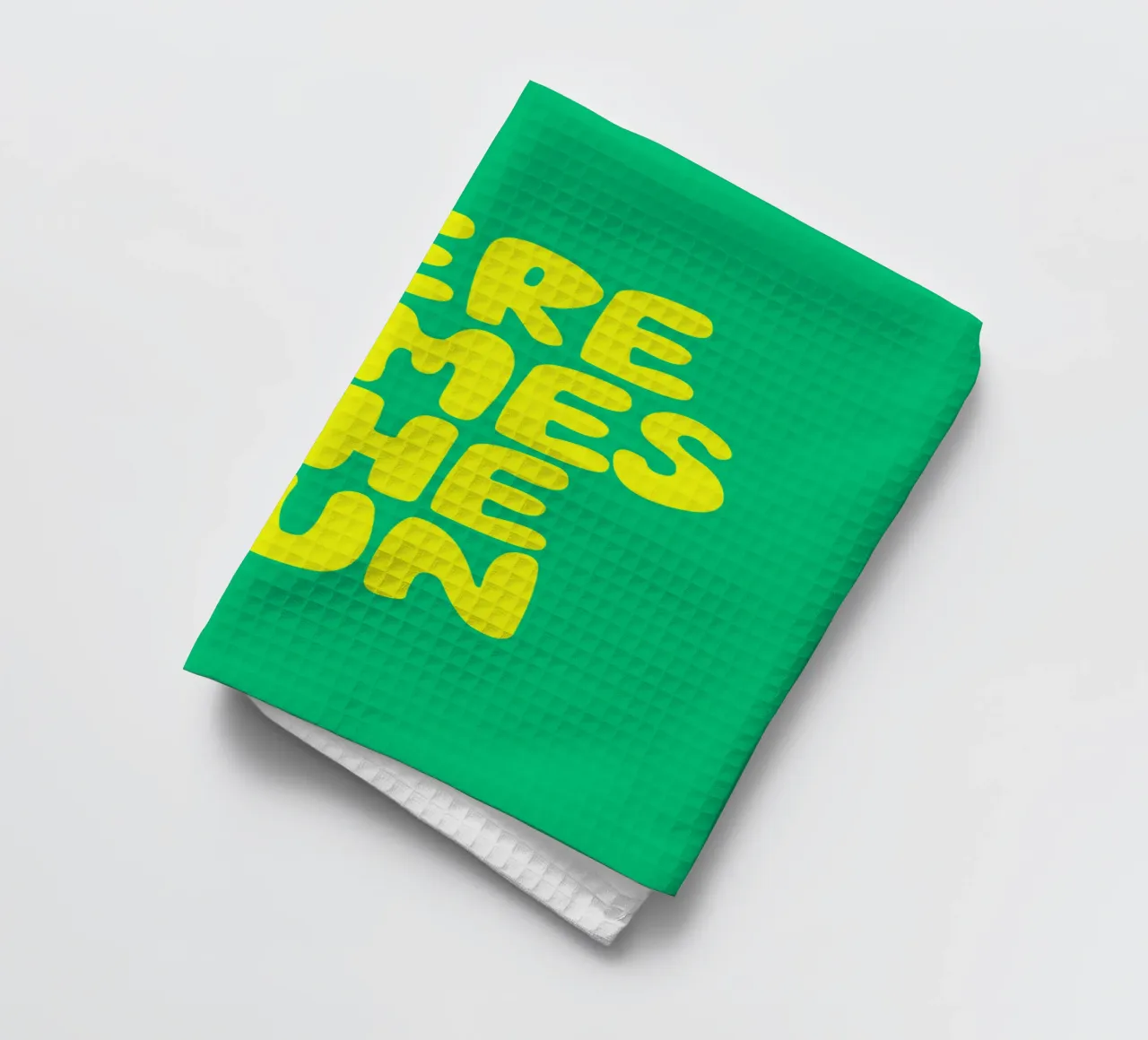 Impression typographique Here Comes the Sun en vert et jaune torchon de THE MOTIVATED TYPE