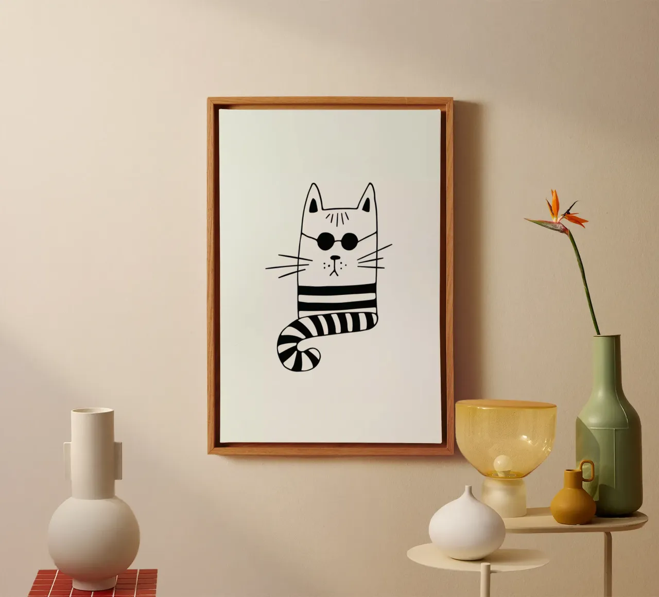 Cool Cat canvas met Baklijst van Little Flourishes