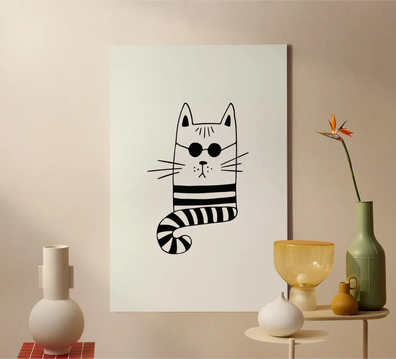 Cool Cat canvas met Baklijst van Little Flourishes