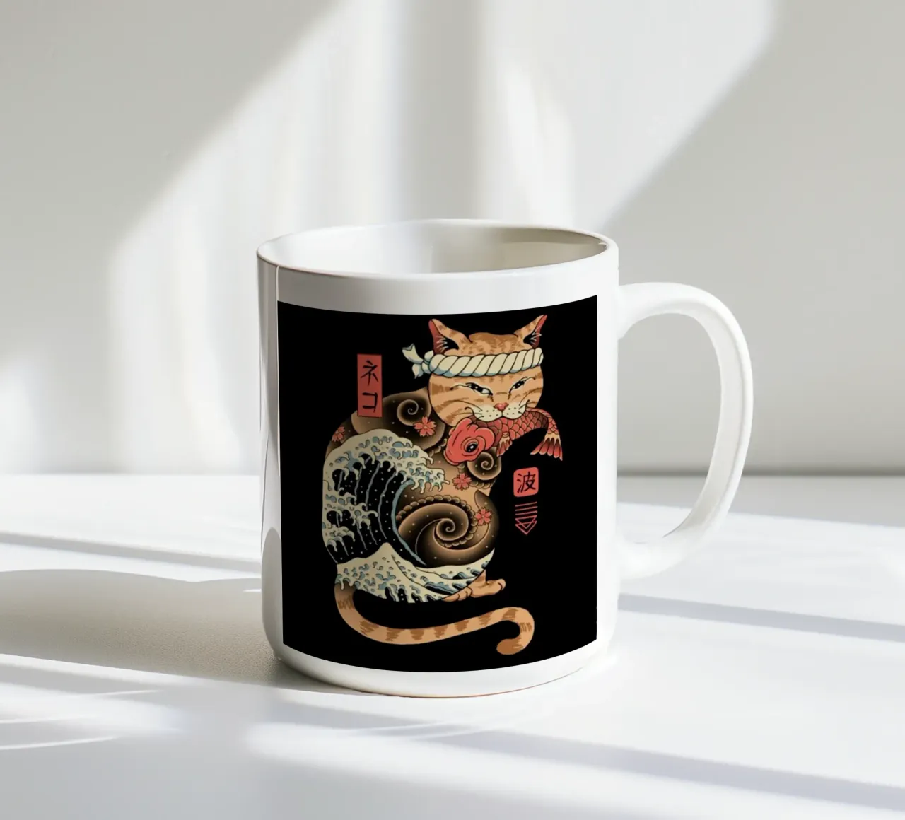 Neko Cat Fish Wave tazza in ceramica da Michel Studio