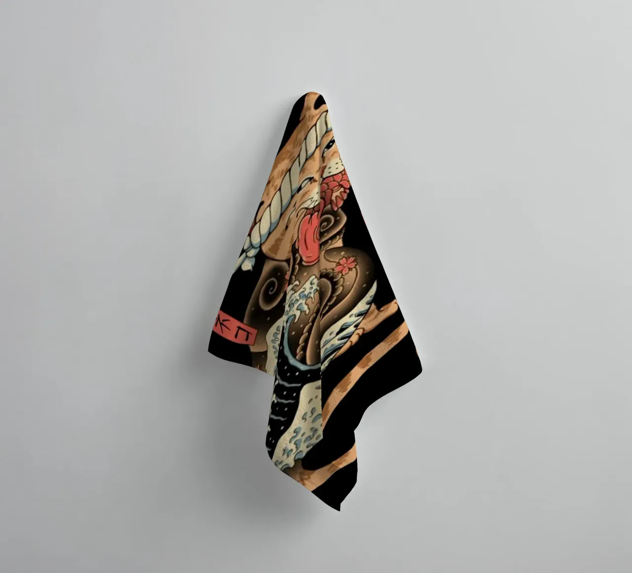 Neko Cat Fish Wave towel by Michel Studio