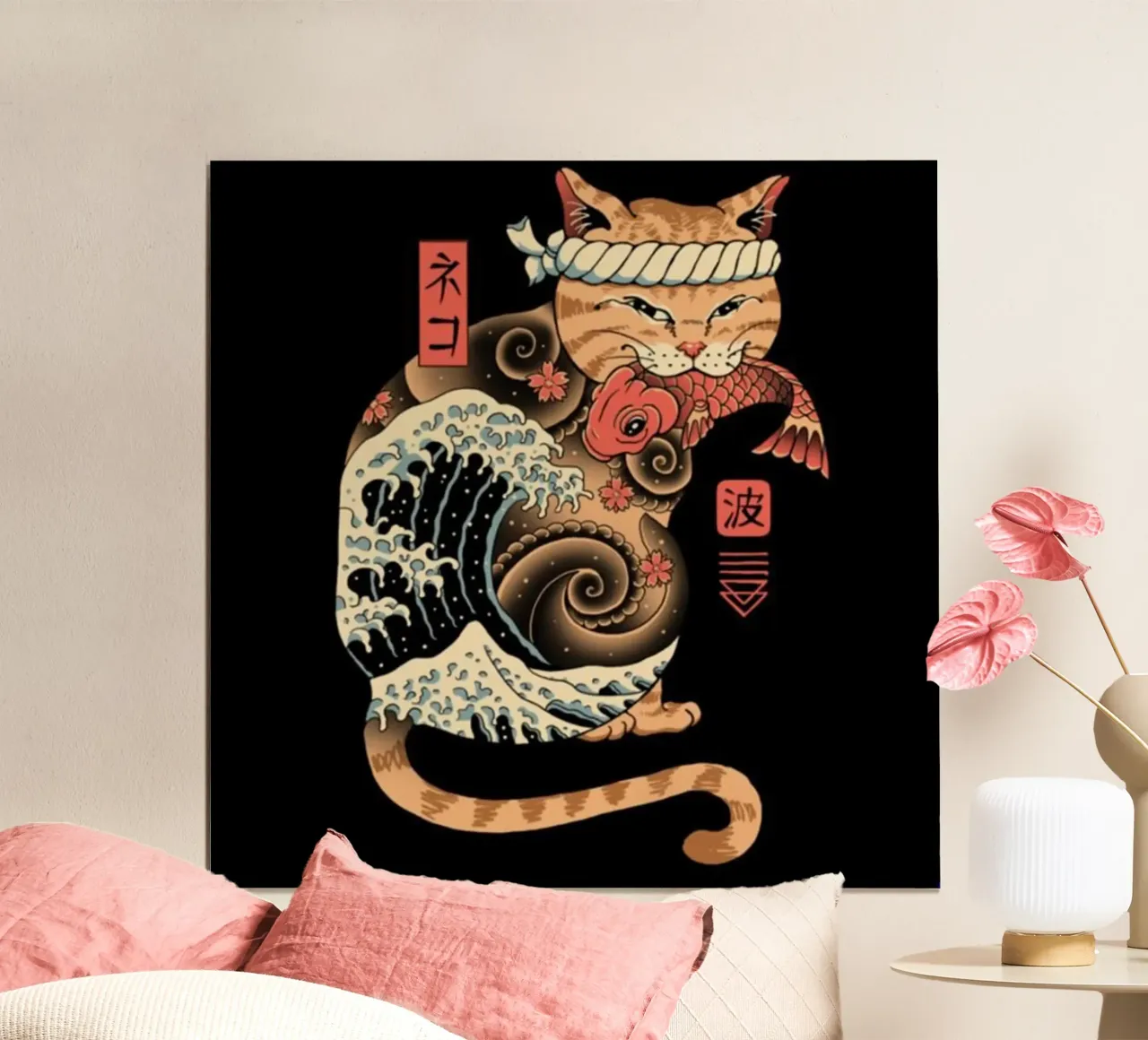 Neko Cat Fish Wave hahnemühle by Michel Studio