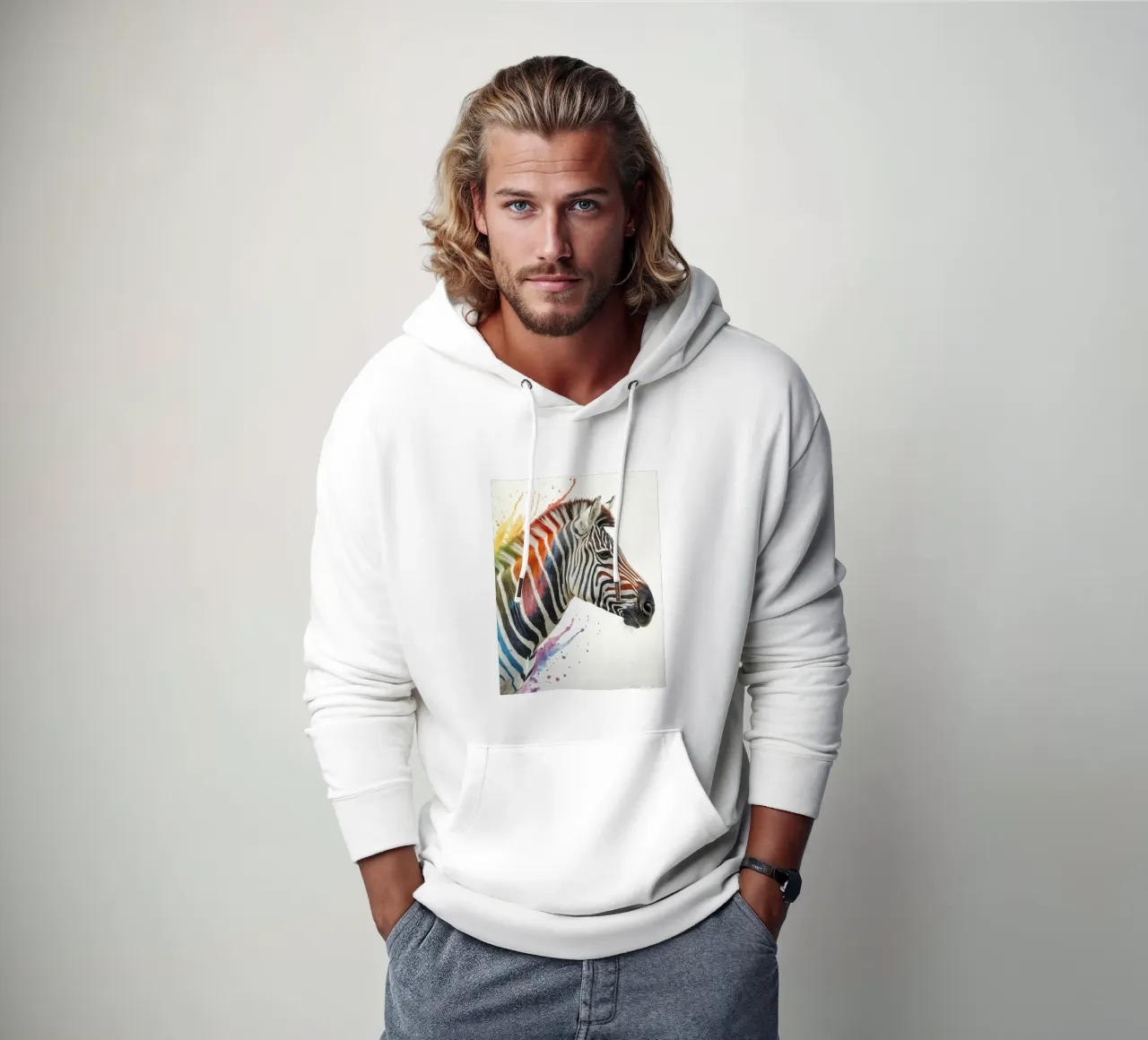La zebra felpa con cappuccio da ARTVI-SHOP