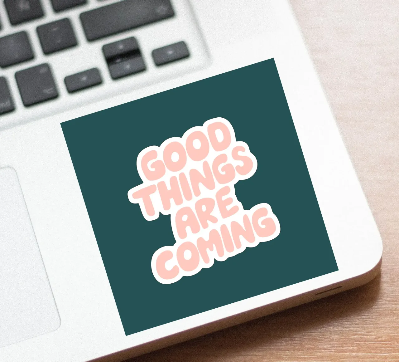 Good Things are Coming Optimistic Typography Print Verde pegatina de THE MOTIVATED TYPE