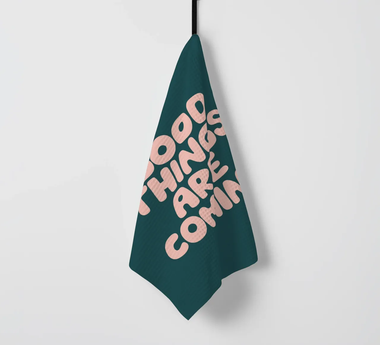 Les bonnes choses arrivent Typographie optimiste Imprimé vert torchon de THE MOTIVATED TYPE