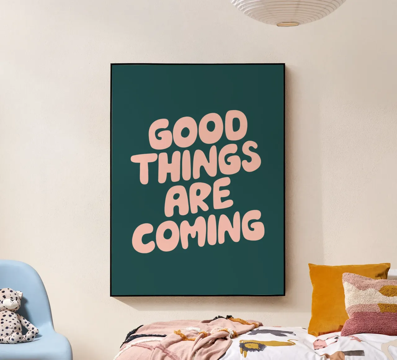 Good Things are Coming Optimistic Typography Print Verde metacrilato de THE MOTIVATED TYPE