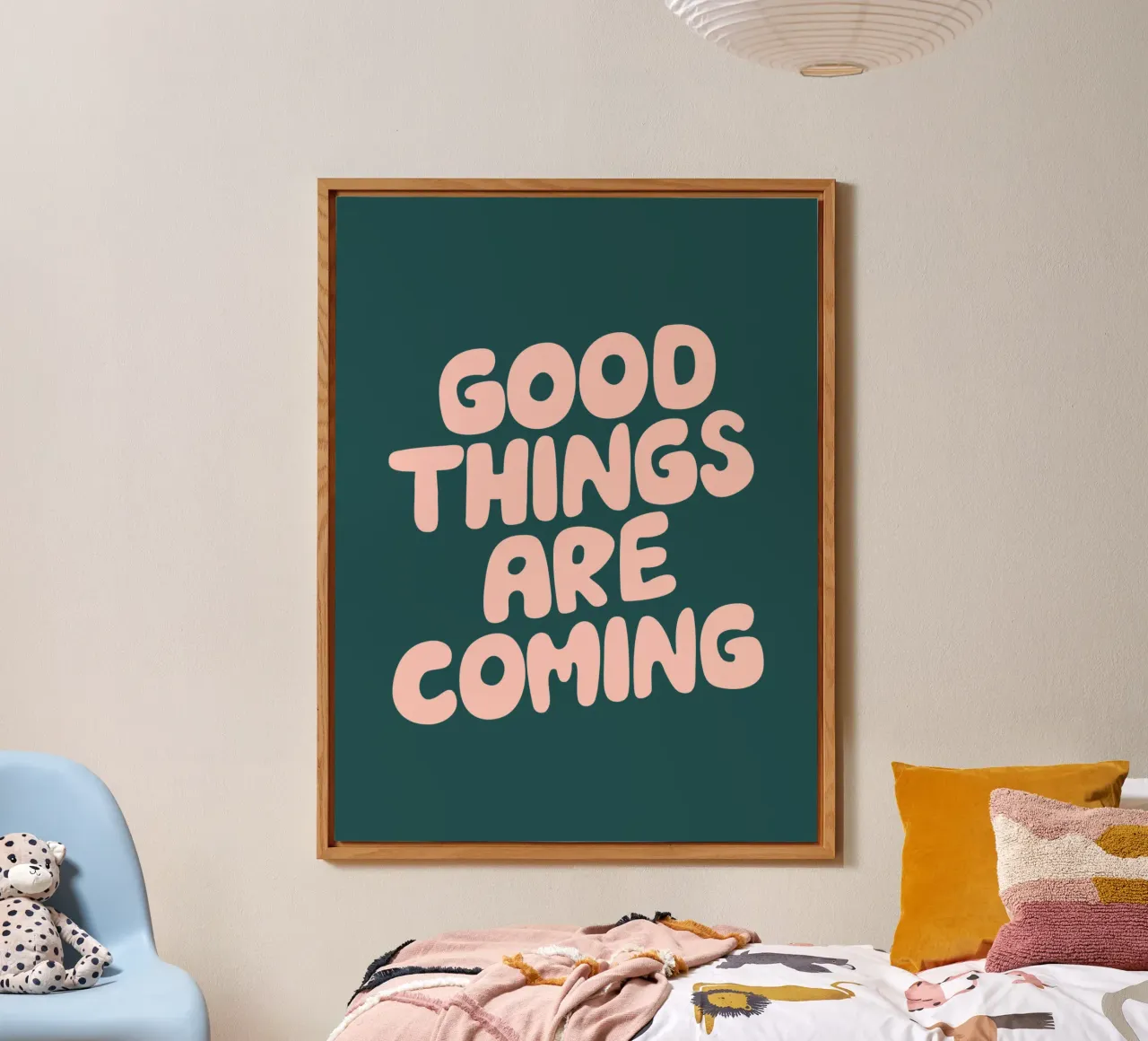 Good Things are Coming Optimistic Typography Print Verde placa de forex de THE MOTIVATED TYPE