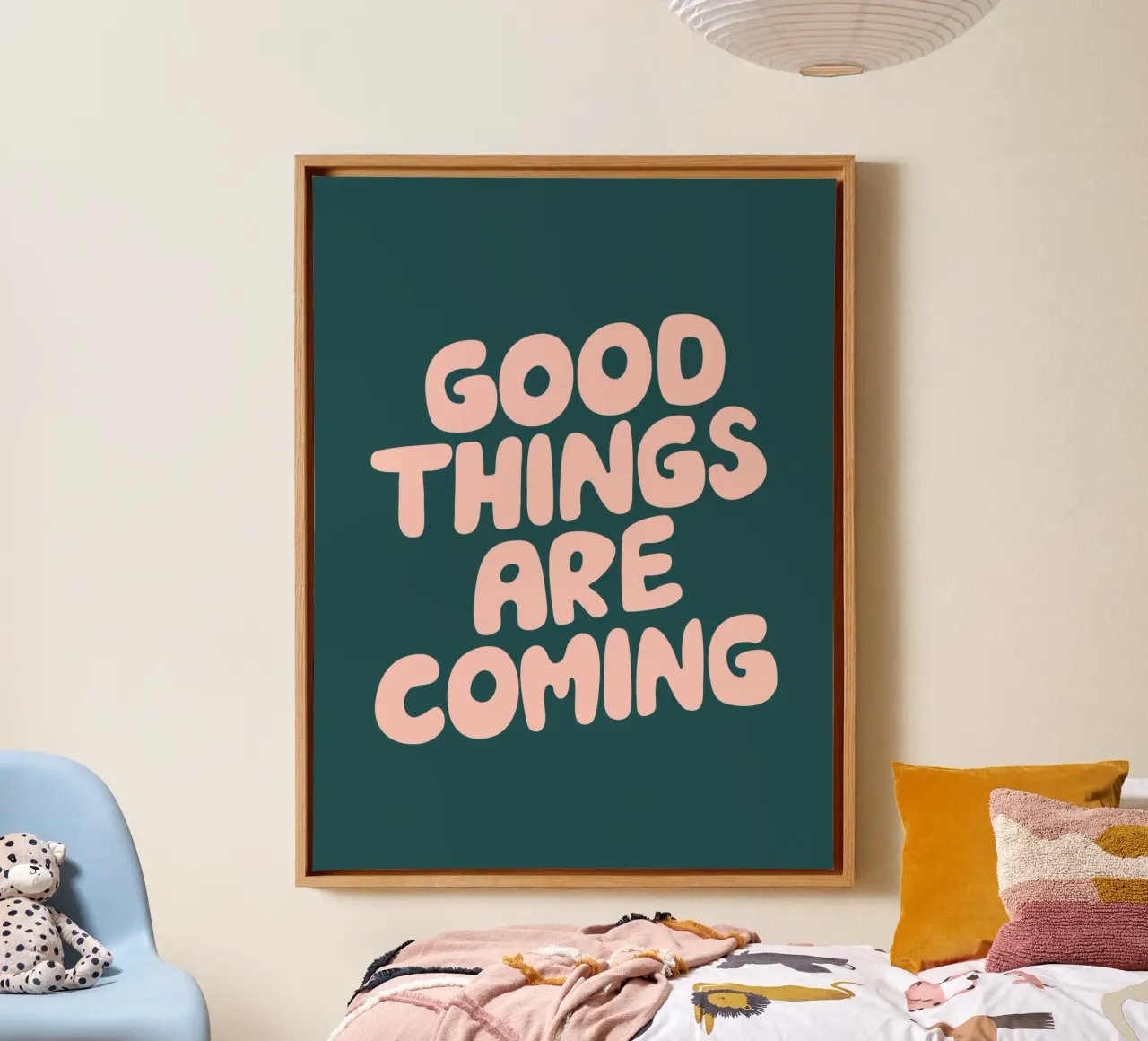 Good Things are Coming Optimistic Typography Print Green canvas by THE MOTIVATED TYPE