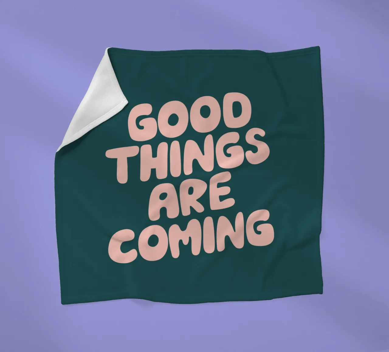 Good Things are Coming Optimistic Typography Print Green fleece blanket by THE MOTIVATED TYPE