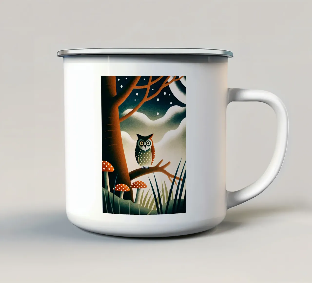 il gufo tazza in smalto da BABY ART PRINTS
