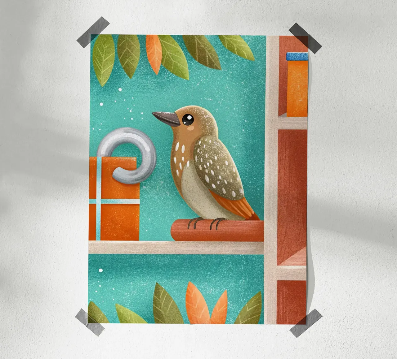 L'uccellino poster con telaio in legno da 🐹 BABY ART PRINTS