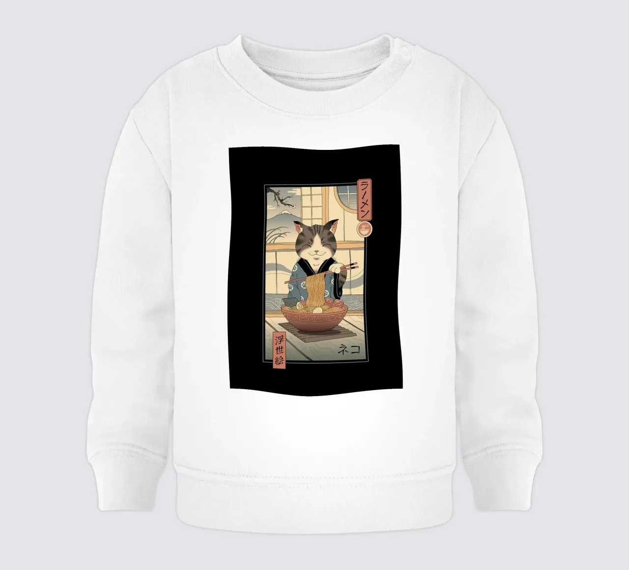 Ukiyoe Cat Neko Ramen baby sweatshirt by Michel Studio