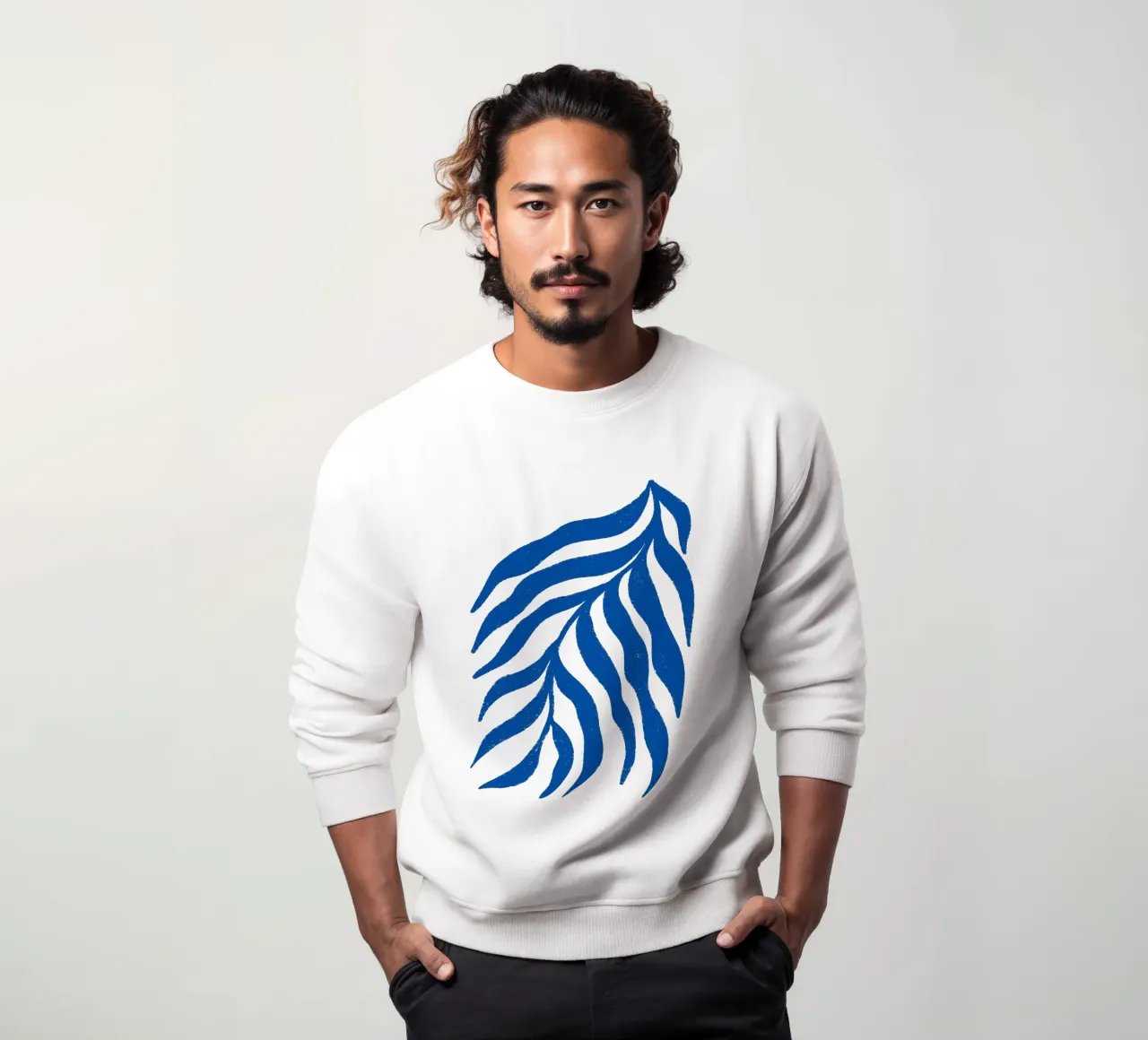 Blauer Scherenschnitt Strukturierter Zweig 3 Sweatshirt von Wackapacka