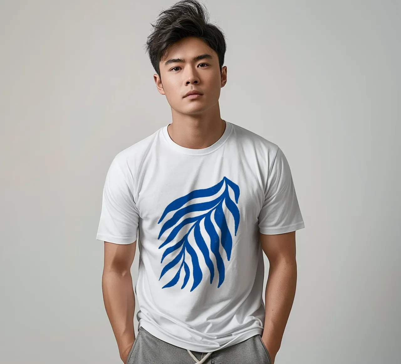 Blauer Scherenschnitt Strukturierter Zweig 3 T-Shirt von Wackapacka
