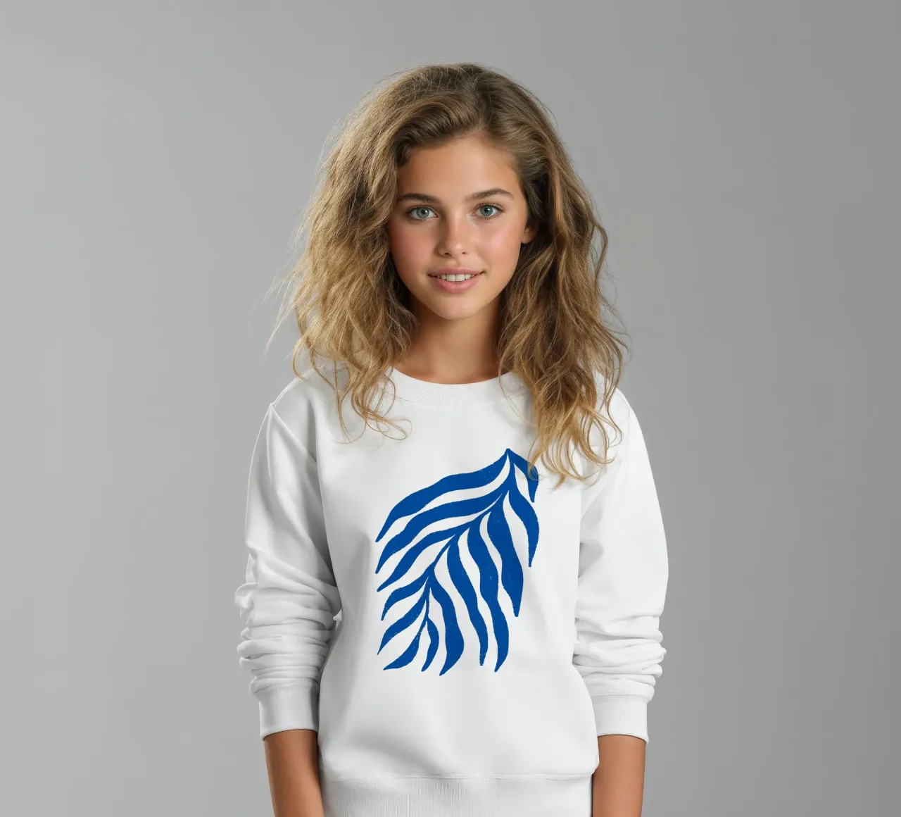 Blauer Scherenschnitt Strukturierter Zweig 3 Kinder Sweatshirt von Wackapacka