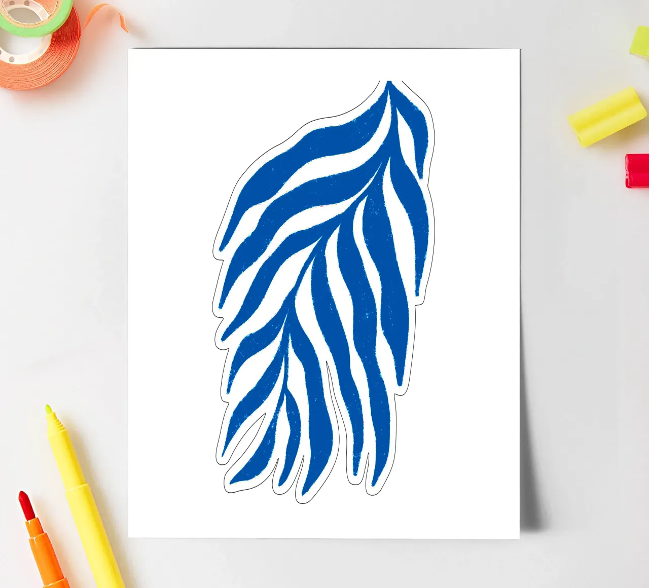 Blauer Scherenschnitt Strukturierter Zweig 3 Stickerbogen von Wackapacka