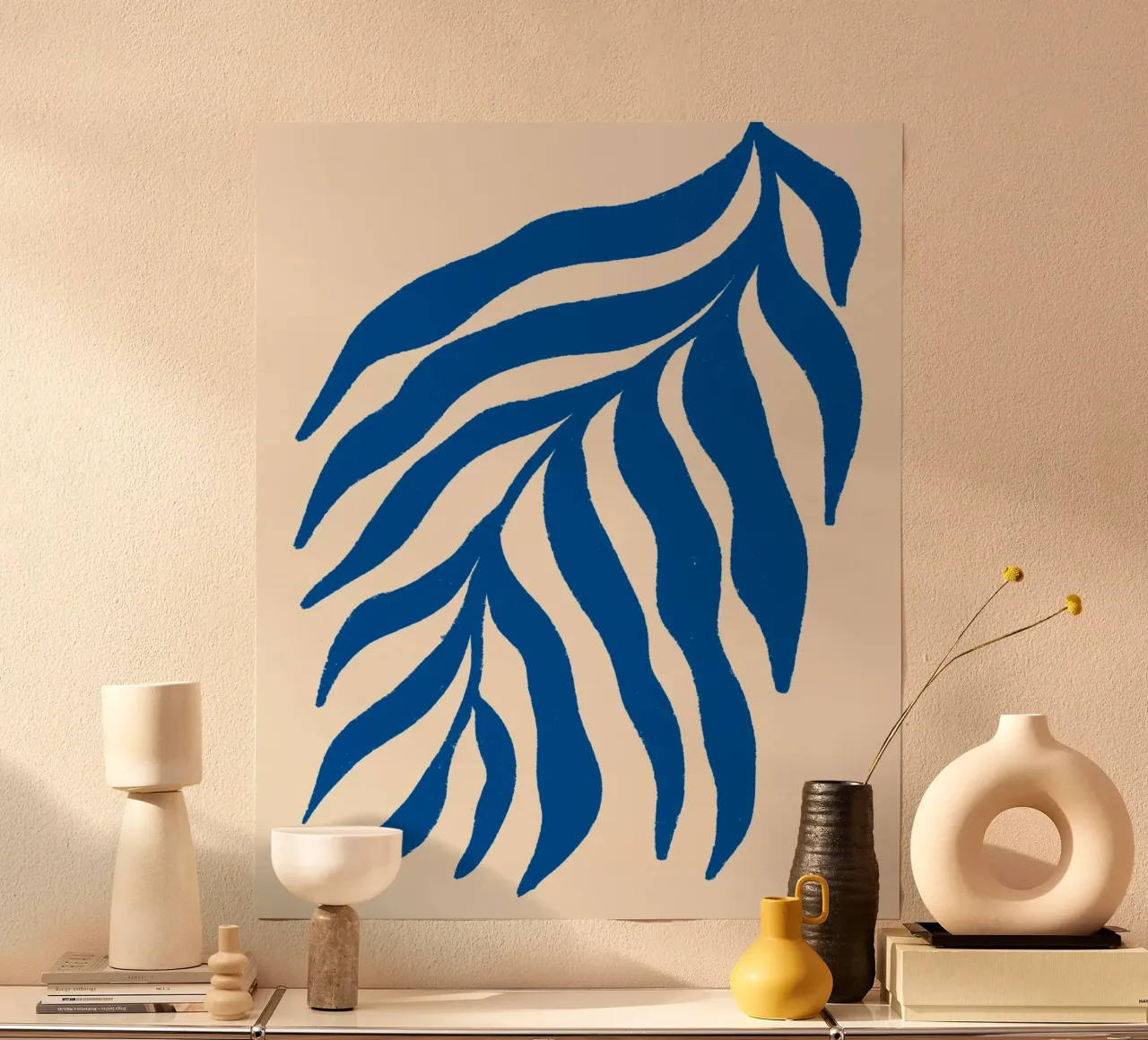 Silhouette blu ramo strutturato 3 poster con telaio in plastica da Wackapacka