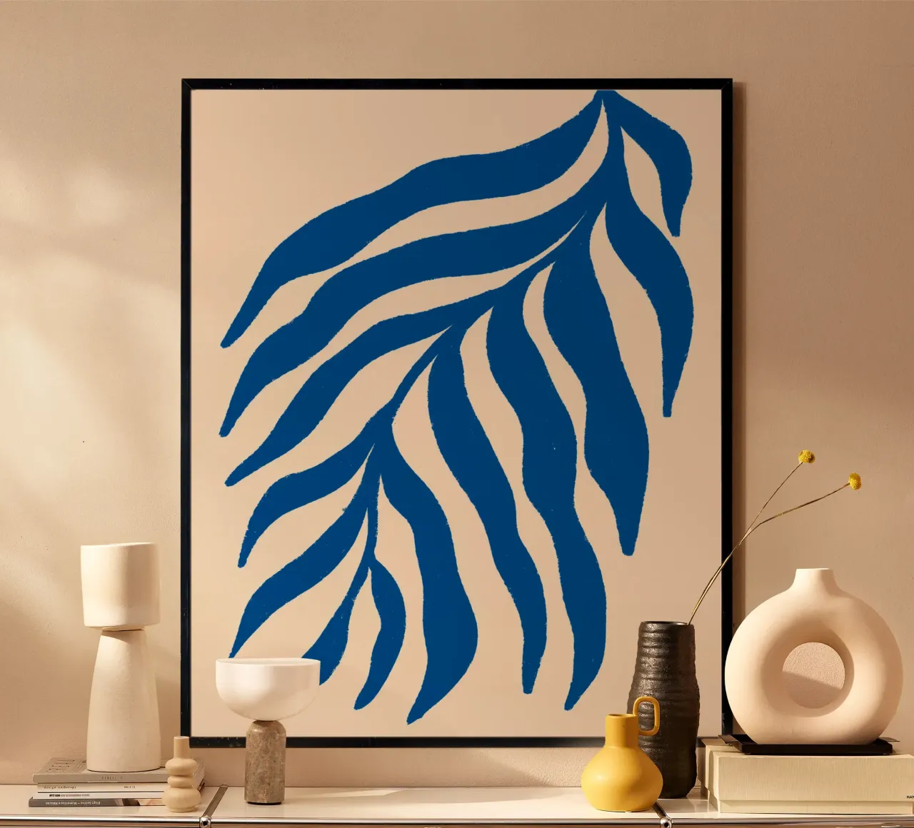 Silhouette blu ramo strutturato 3 poster con telaio in plastica da Wackapacka