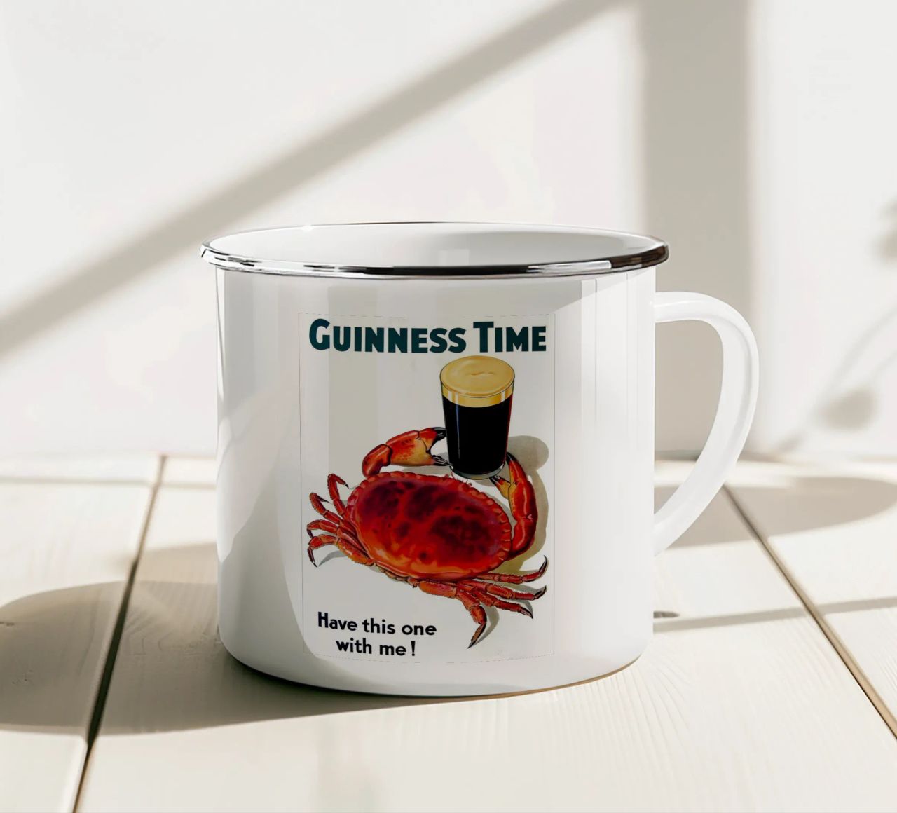 Tempo di Guinness Bevi con me tazza in smalto da Art of Saying