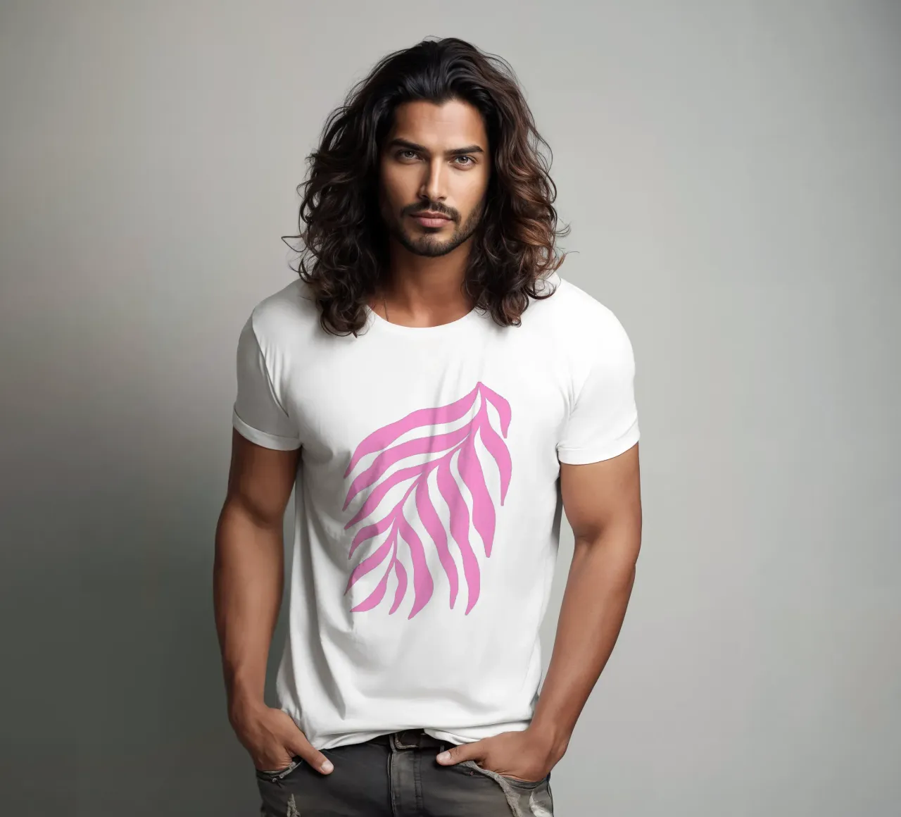 Pink Silhouette Textured Branch 3 t-shirt by Wackapacka