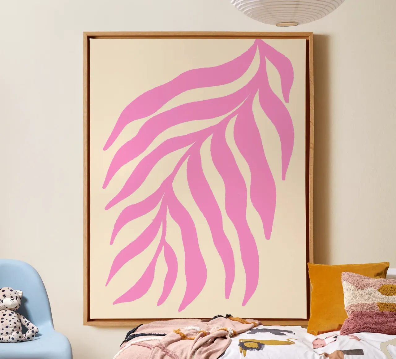 Roze silhouet gestructureerde tak 3 canvas van Wackapacka