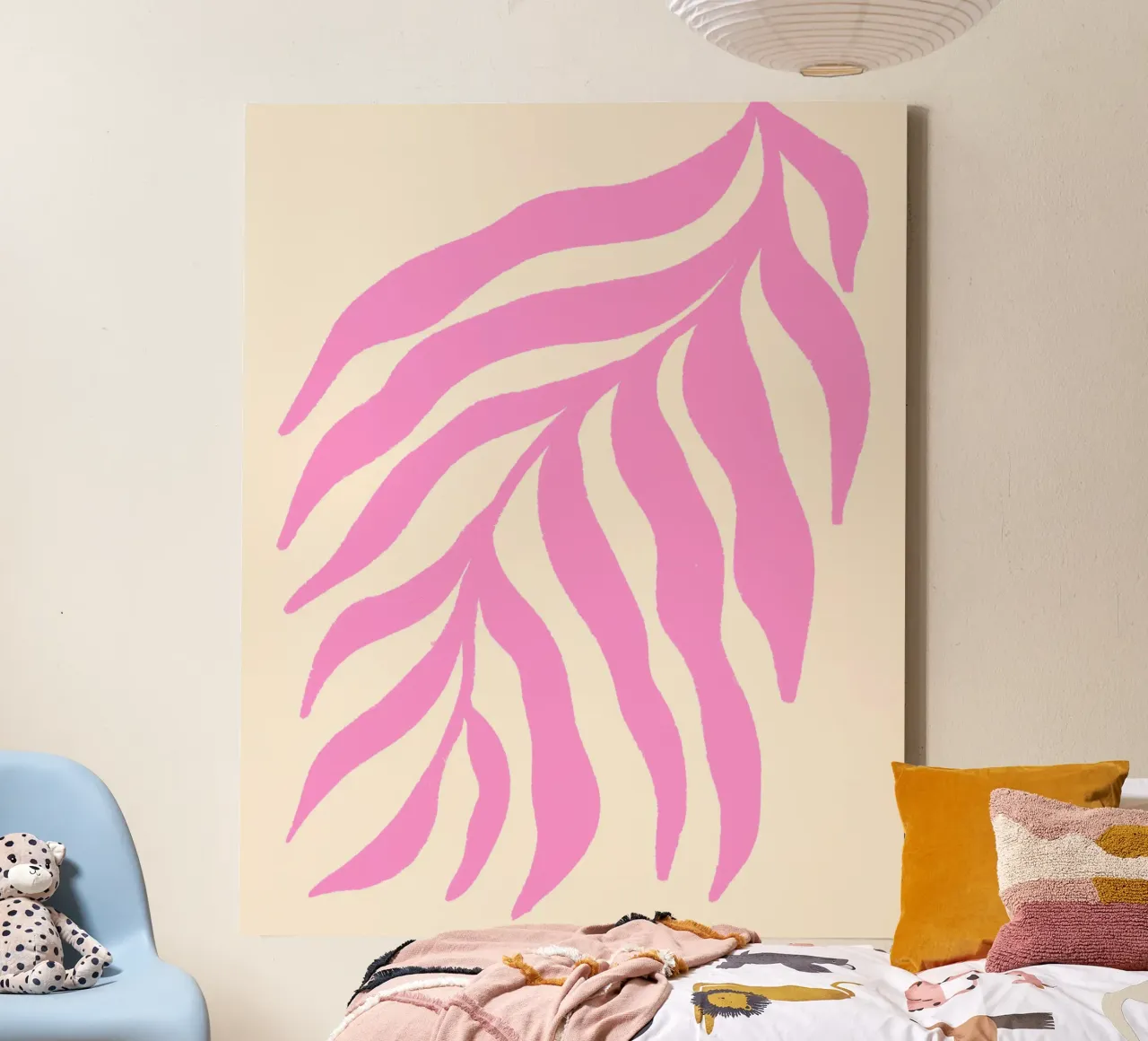 Roze silhouet gestructureerde tak 3 canvas van Wackapacka