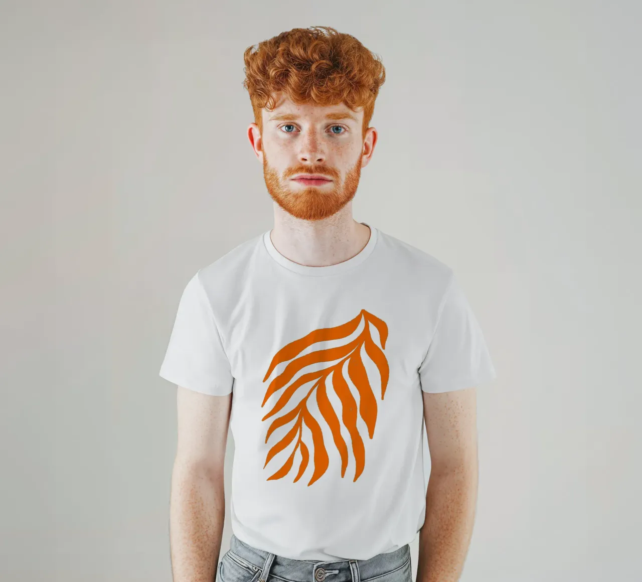Orange Silhouette Strukturierter Zweig 3 T-Shirt von Wackapacka