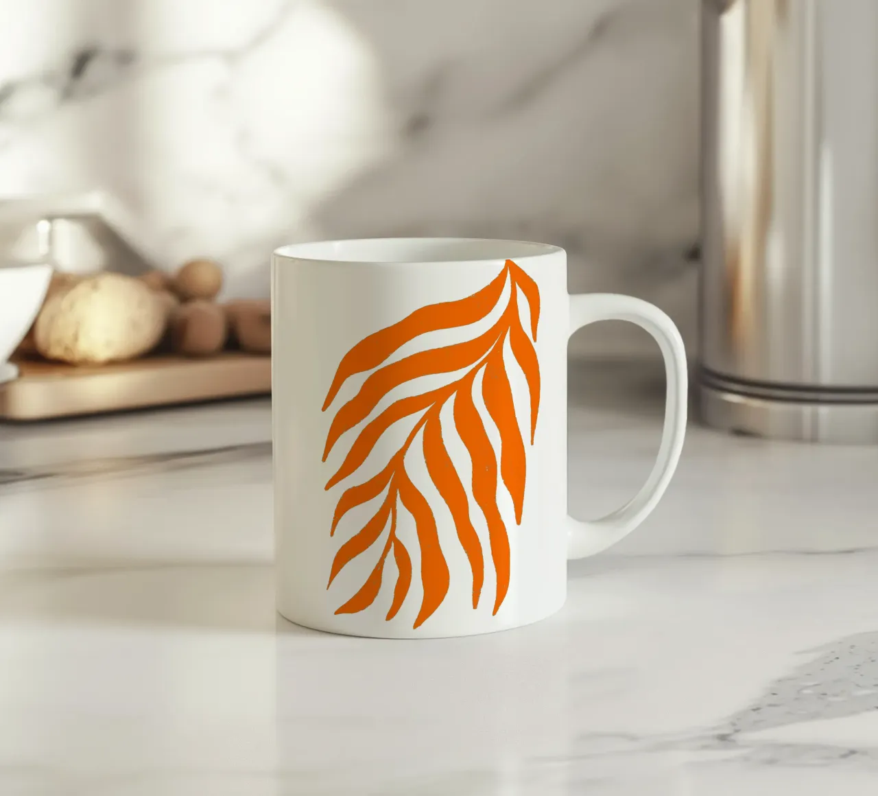 Orange Silhouette Textured Branch 3 ceramic mug by Wackapacka