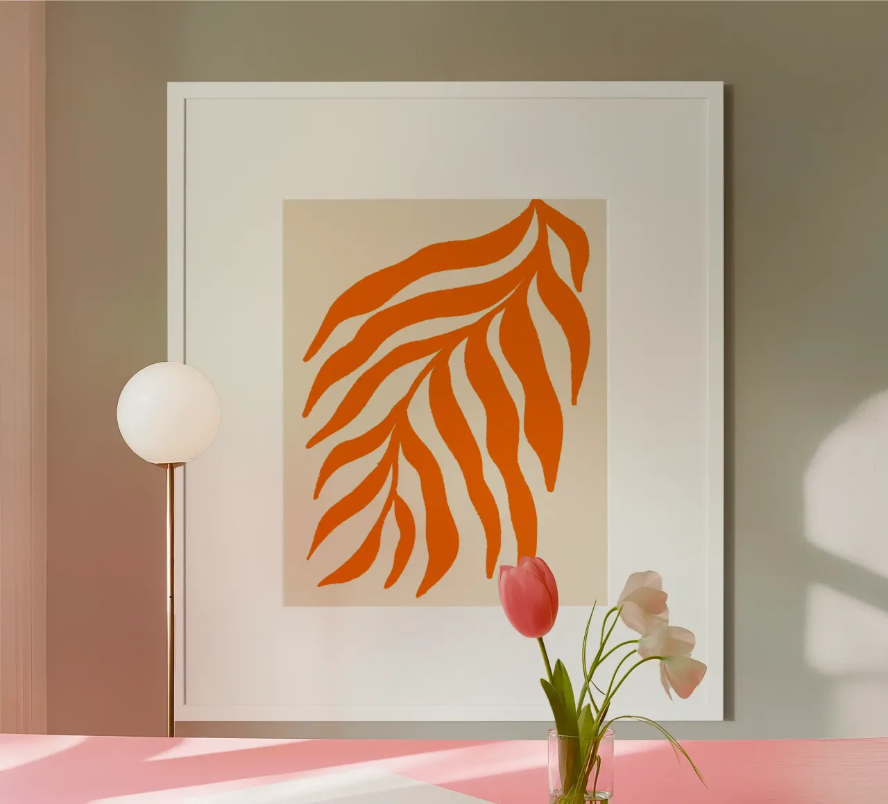Orange Silhouette Strukturierter Zweig 3 Hahnemühle von Wackapacka