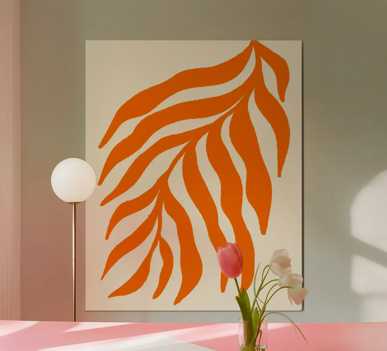 Orange Silhouette Strukturierter Zweig 3 Hahnemühle von Wackapacka