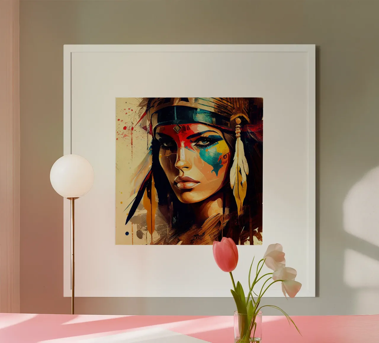 Poderosa mujer guerrera egipcia poster con marco de madera de Chromatic Fusion Studio