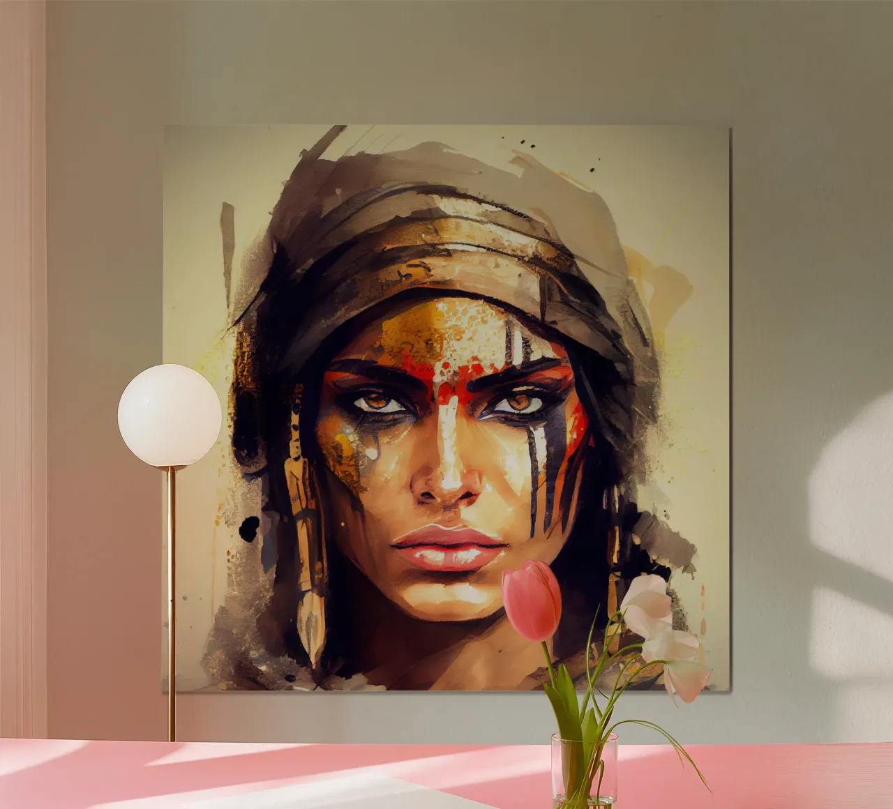 Poderosa mujer guerrera egipcia poster con marco de madera de Chromatic Fusion Studio