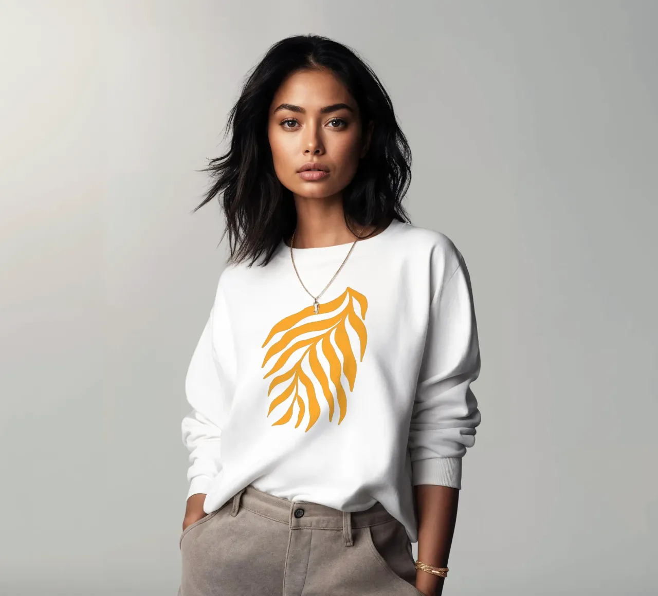 Silhouette jaune Branche texturée 3 sweat de Wackapacka