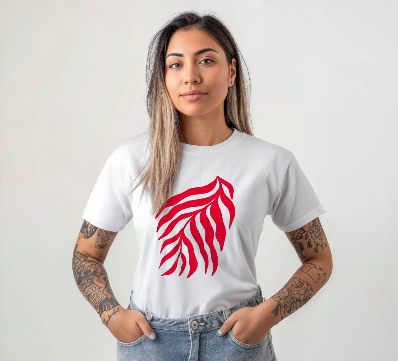 Roter Scherenschnitt Texturierter Zweig 3 T-Shirt von Wackapacka