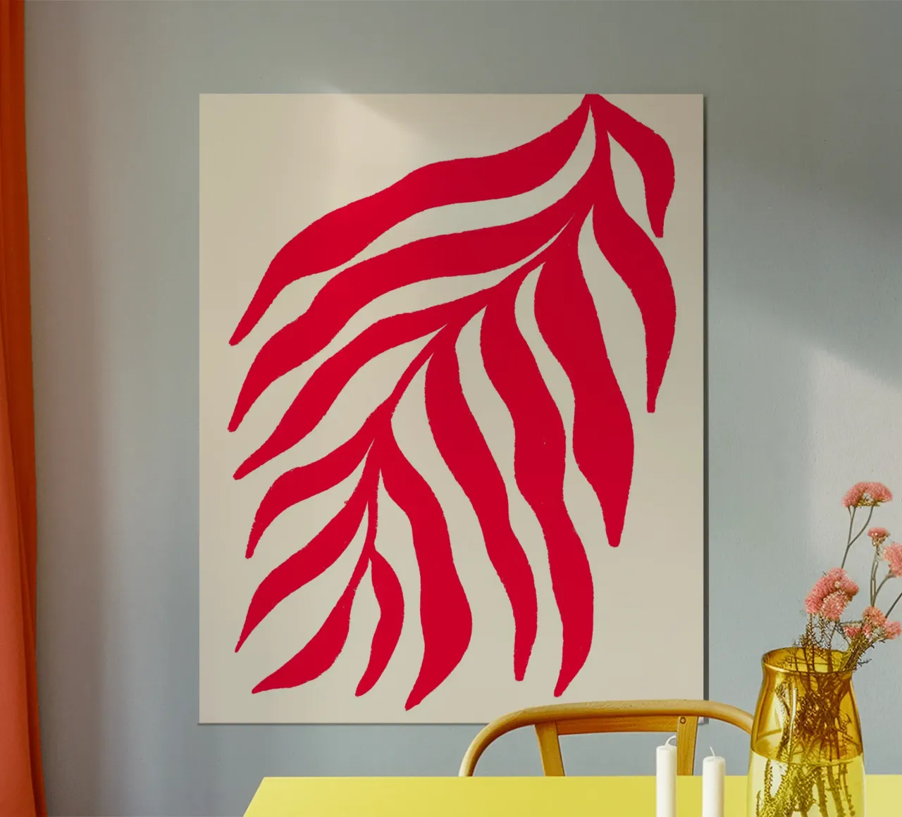 Silhouette rossa Ramo strutturato 3 poster con telaio in legno da Wackapacka