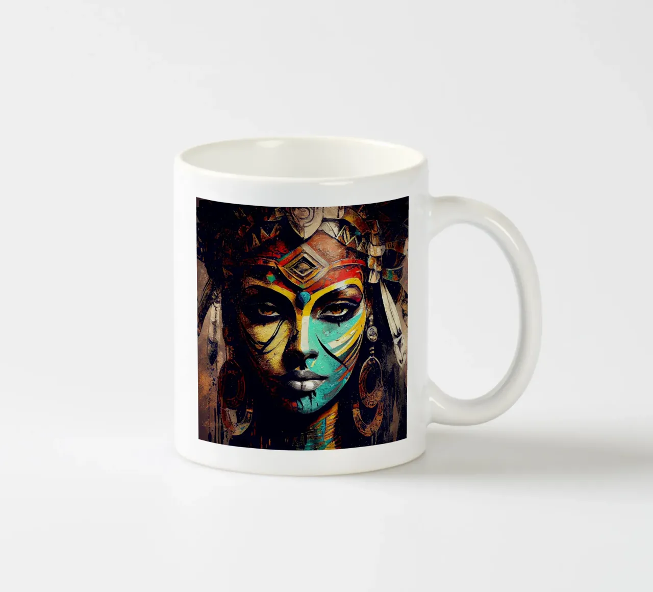 Powerful Egyptian Warrior Woman ceramic mug by Chromatic Fusion Studio